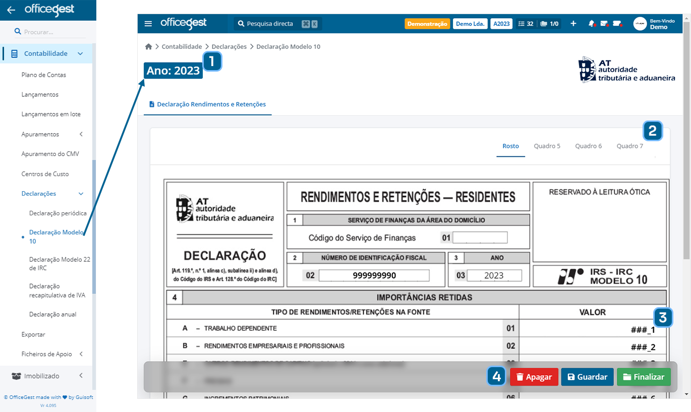 Declara o rendimentos declara o modelo 10 help officegest